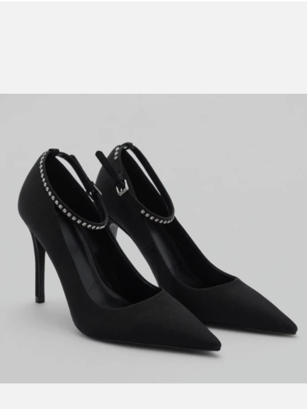 Mango Black Pointed Stiletto Heels with Bracelet Ankle Strap